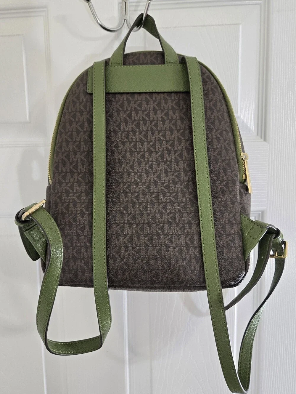Michael Kors Erin Medium Backpack Purse Evergreen Polished Career Collegiate